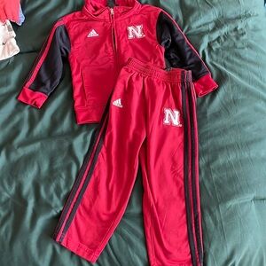 Adidas Nebraska Track suit set sized 2T